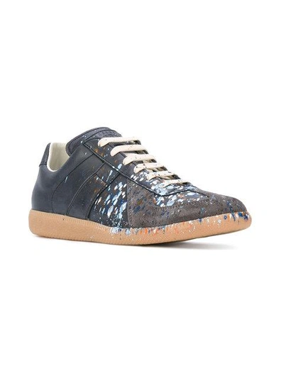 Shop Maison Margiela Grey Paint Splatter Replica Sneakers In Blue