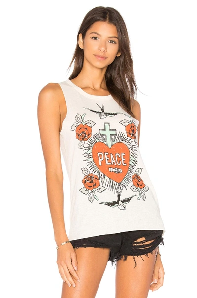 Shop Chaser Peace & Love Tank In Ivory