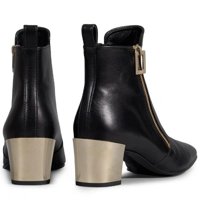 Shop Roger Vivier Polly Zip Ankle Boot In Leather In Black