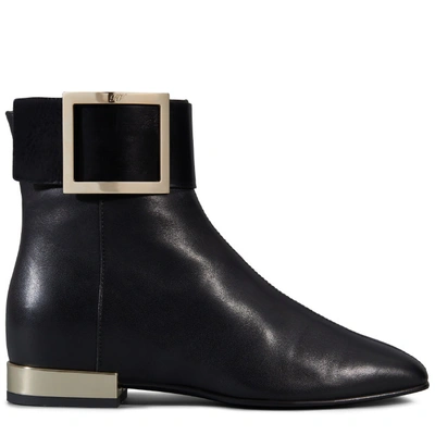 Roger Vivier Square Ankle Boots In Leather In Black