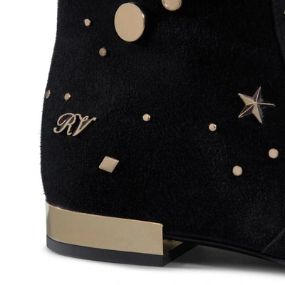 Shop Roger Vivier New Polly Astre Stud Ankle Boots In Suede In Black