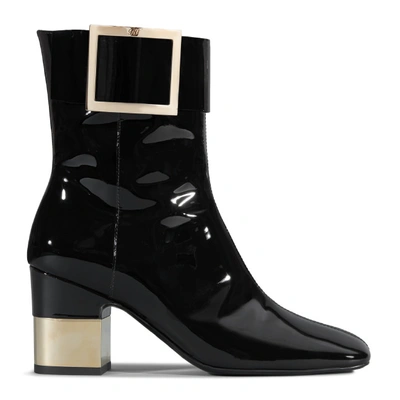 Shop Roger Vivier Podium Square Bootie In Patent Leather In Black