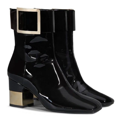 Shop Roger Vivier Podium Square Bootie In Patent Leather In Black