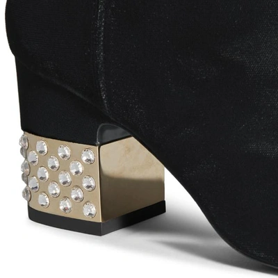 Shop Roger Vivier Podium Square Strass Bootie In Velvet In Black