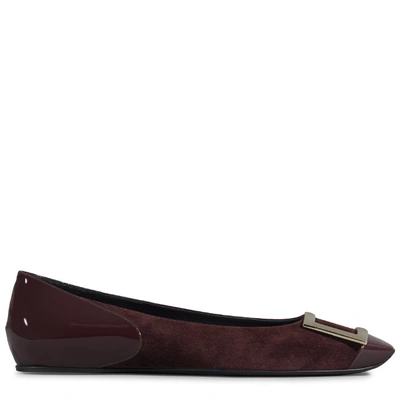 Roger Vivier Ballerina Trompette Cut In Suede And Patent Leather In Burgundy