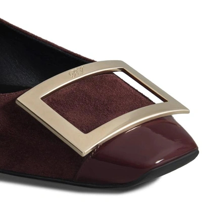 Shop Roger Vivier Ballerina Trompette Cut In Suede And Patent Leather In Burgundy