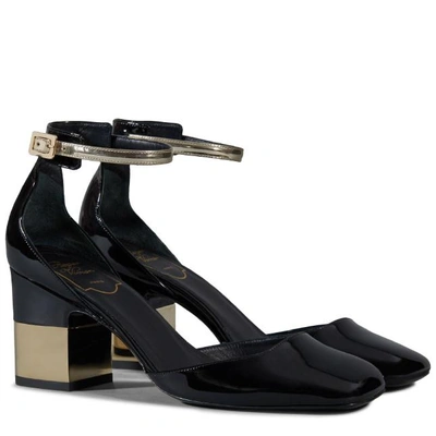 Shop Roger Vivier Mary Jane Podium Square In Patent Leather In Black, Gold