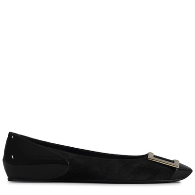 Roger Vivier Ballerina Trompette Cut In Suede And Patent Leather In Black