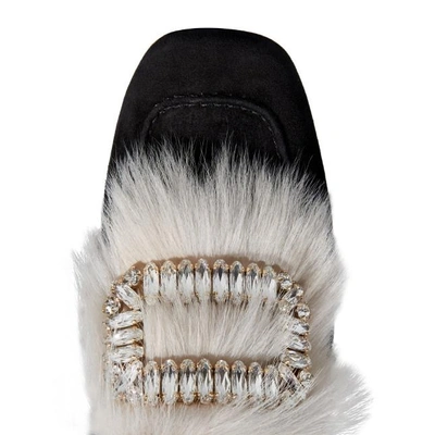 Shop Roger Vivier Loafers In Suede And Fur In Black, Beige