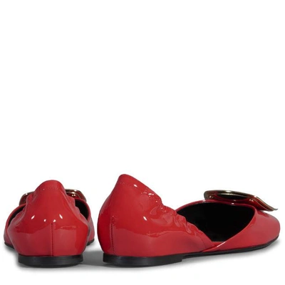 Shop Roger Vivier Chips Ballerinas In Patent Leather In Red