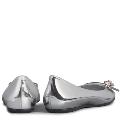 Shop Roger Vivier Gommette Jewels Metal Buckle Ballerinas In Leather In Silver