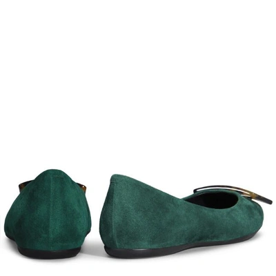 Shop Roger Vivier Gommette Ballerinas In Suede In Green