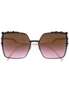 Fendi 60mm Gradient Square Cat Eye Sunglasses - Black