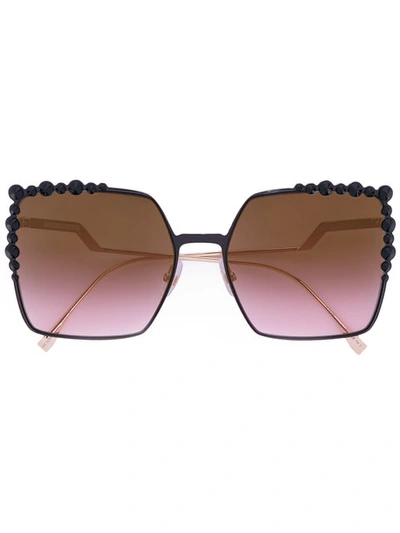 Fendi 60mm Gradient Square Cat Eye Sunglasses - Black