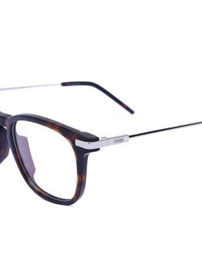 Shop Fendi Eyewear Urban Glasses - Brown