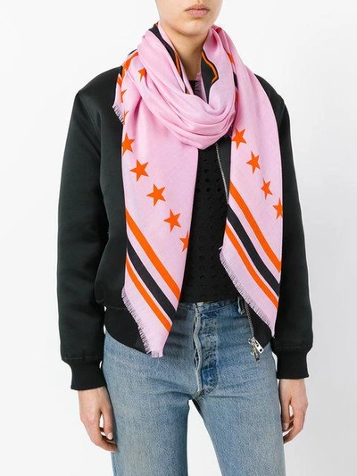 Shop Givenchy 17 Print Scarf In Pink