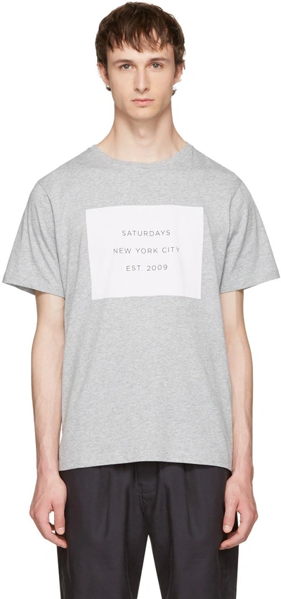Shop Saturdays Surf Nyc Saturdays Nyc Grey Established Block T-shirt In Ash Heather