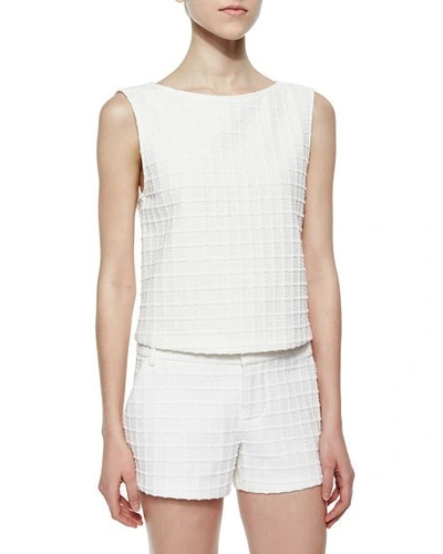Alice And Olivia Eryn Patterned Boxy Top, White