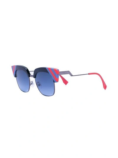 Shop Fendi Waves Sunglasses In Blue