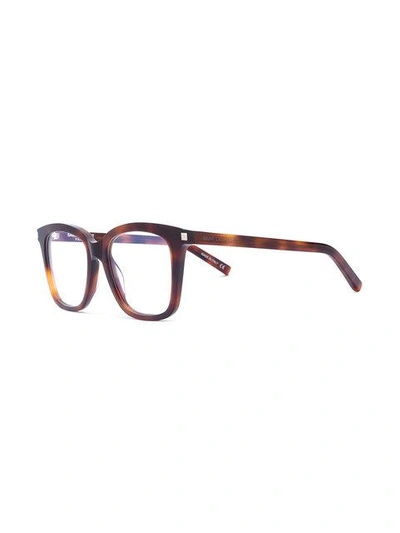 Shop Saint Laurent Eyewear Square-frame Glasses - Brown