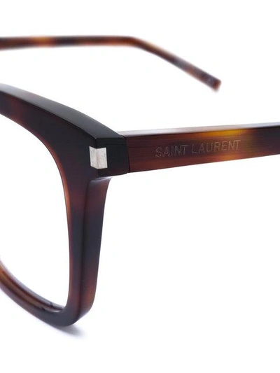 Shop Saint Laurent Eyewear Square-frame Glasses - Brown