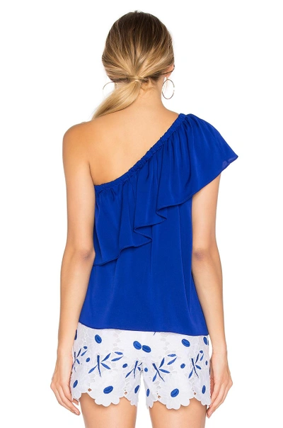 Shop Milly One Shoulder Top In Blue