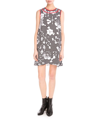 Kenzo Tanami Flower Sleeveless Shift Dress, Black