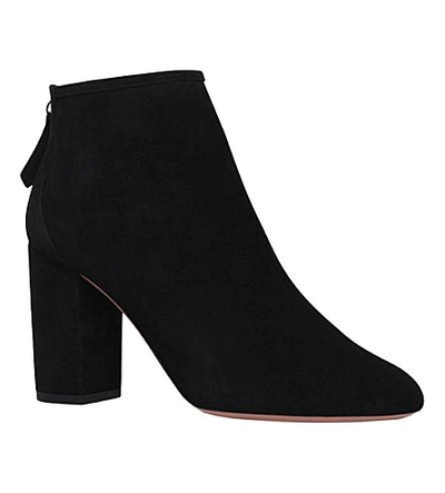 Shop Aquazzura Downtown 85 Suede Heeled Ankle Boots In Black