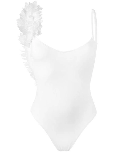 Shop La Reveche Petals Applique Swimsuit In White