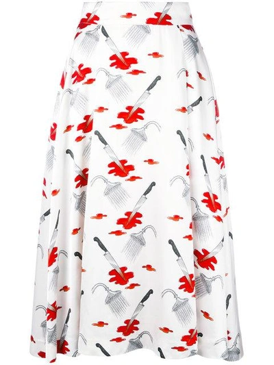 Shop Olympia Le-tan Judy Printed Skirt - White