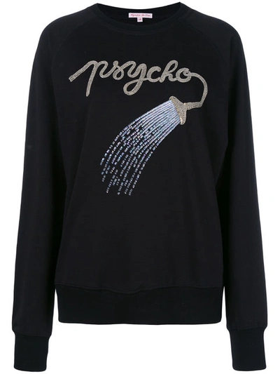 Olympia Le-tan Psycho Embroidered Sweatshirt In Black
