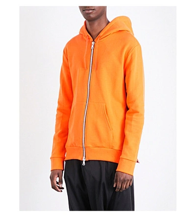Balmain Zip-up Cotton-jersey Hoody In Orange