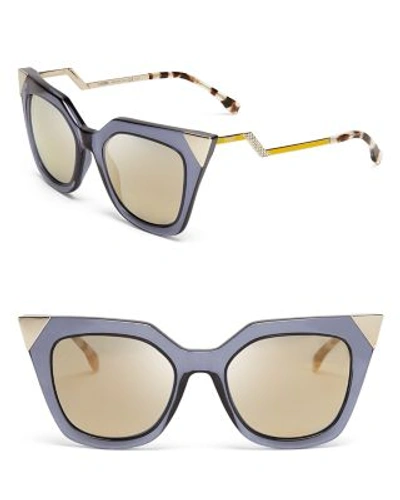 Shop Fendi Mirrored Geometric Sunglasses, 52mm In Blue/gold Mirror