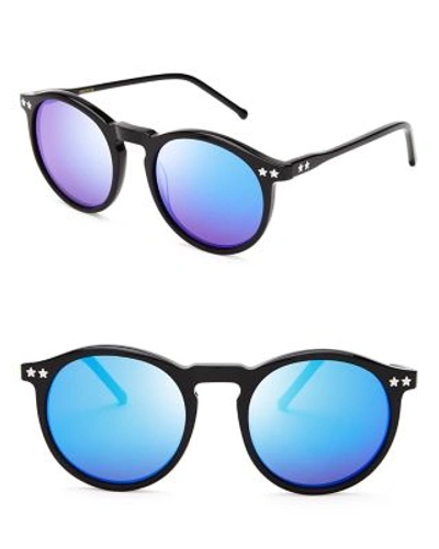Wildfox Steff Deluxe Mirror Sunglasses, 50mm In Black/blue Mirror
