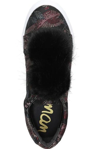 Shop Sam Edelman Women's  'leya' Faux Fur Laceless Sneaker In Black Multi Fabric