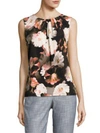 CALVIN KLEIN PLEATED FLORAL SHELL,0400095017465