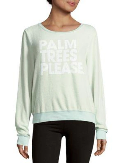 Wildfox Front Graphic Sweatshirt In Clear Pool