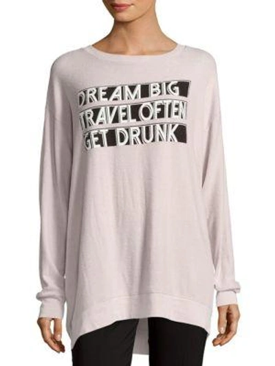 Wildfox Front Graphic Sweater In Lilac