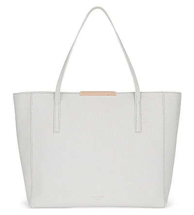 Ted Baker Rhondaa Leather Shopper In Light Grey
