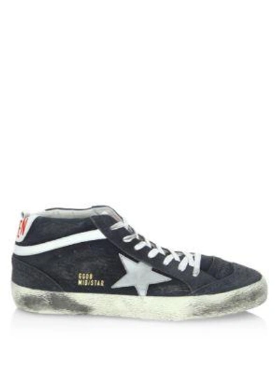 Shop Golden Goose Star Leather Mid-top Sneakers In Black