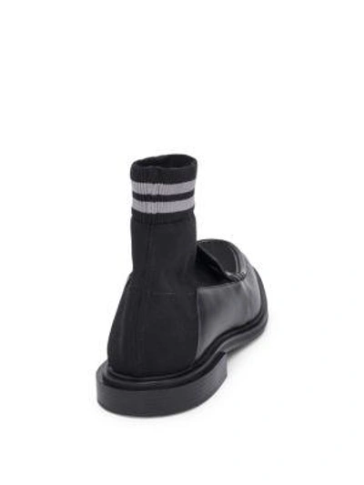 Shop Fendi Sock-detail Leather Loafers In Black