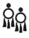 OSCAR DE LA RENTA Large Beaded Circle Tassel Clip-On Earrings