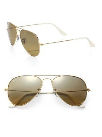 Shop Ray Ban Women's 55mm Aviator Sunglasses In Gold
