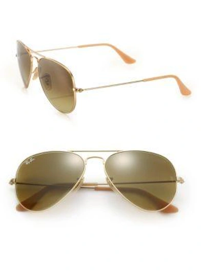 Shop Ray Ban Women's 55mm Aviator Sunglasses In Light Gold