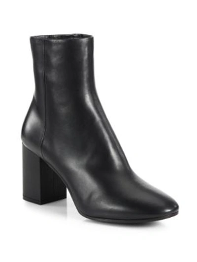 Shop Balenciaga Leather Block Heel Booties In Noir