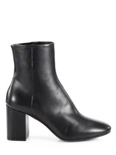 Shop Balenciaga Leather Block Heel Booties In Noir