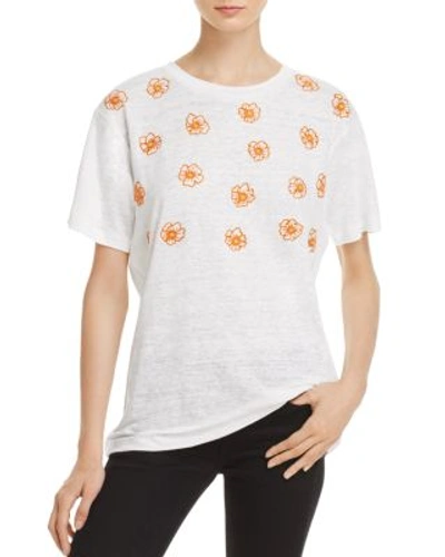 Banner Day Yellow Poppy Embroidered Tee In Bone