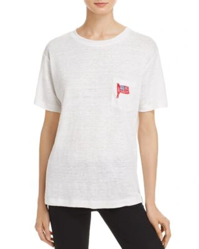 Banner Day Flag Embroidered Tee In Bone