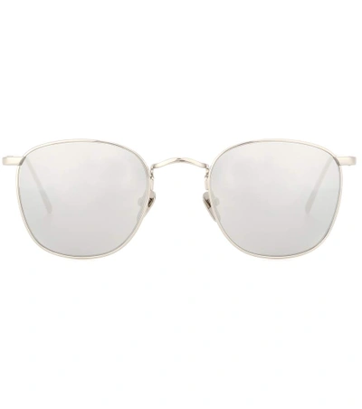 Shop Linda Farrow 18-22 White Gold-plated Sunglasses In Silver