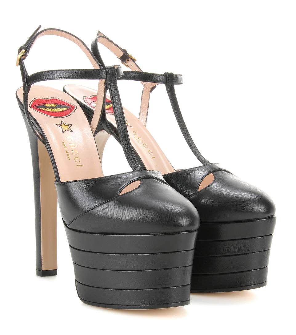 gucci angel leather platform pump